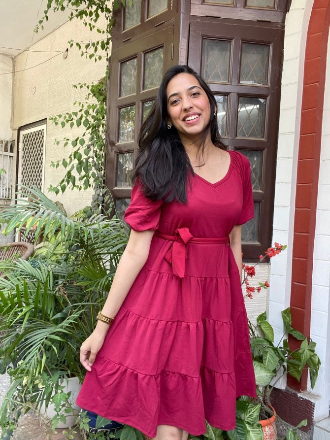 Maroon Milkmaid Dress
