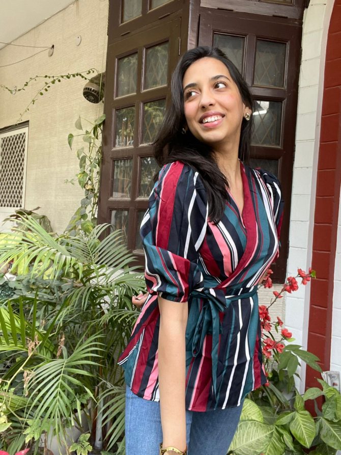 Stripe it Top- Maroon