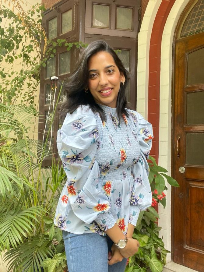 Blue Smocked Top