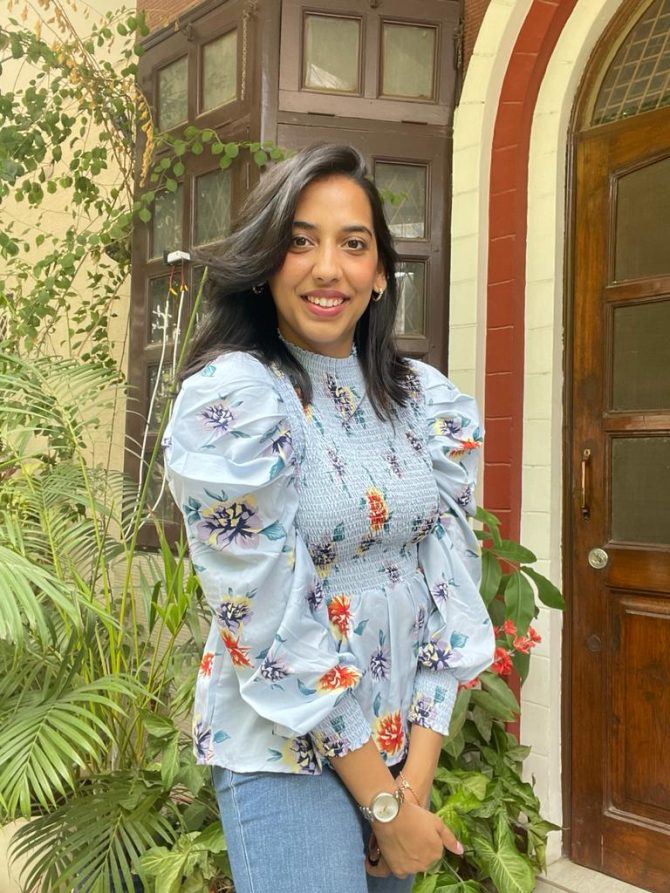 Blue Smocked Top