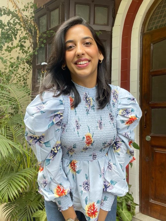Blue Smocked Top