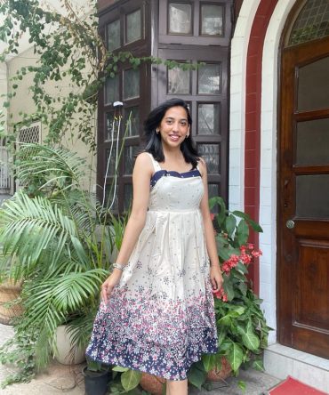 Cream Floral Party Dress 2