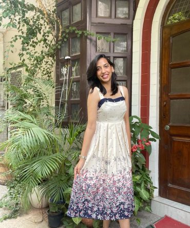 Cream Floral Party Dress