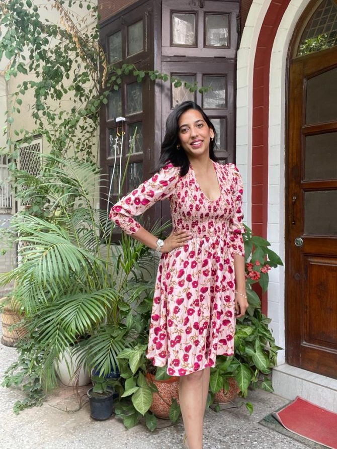 Pink Floral Smocked Dress