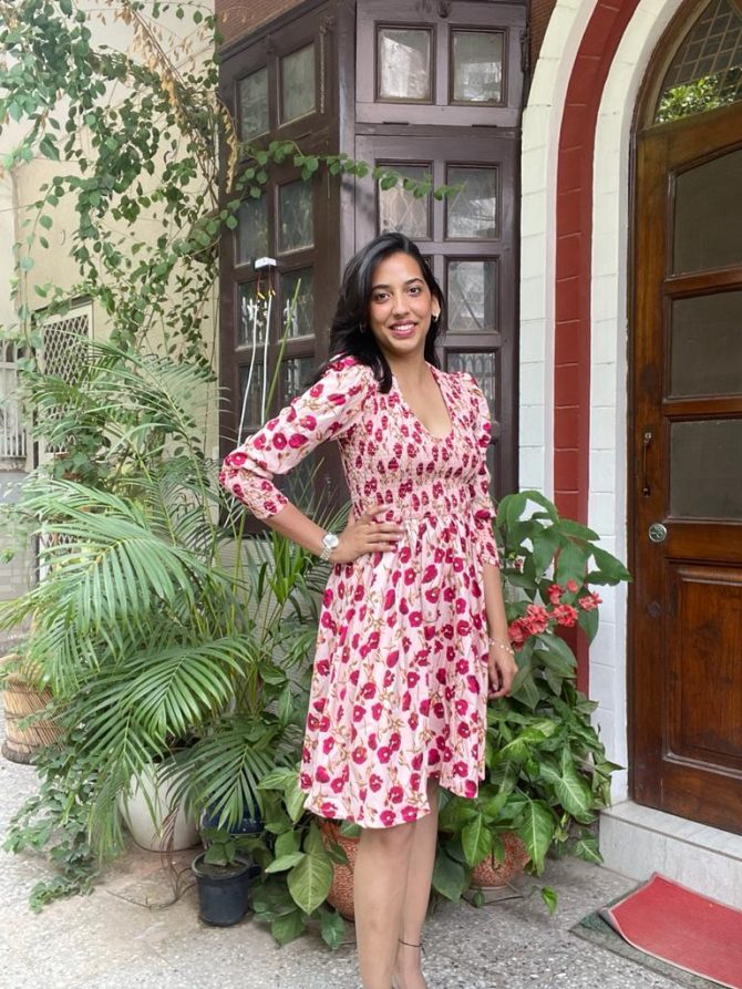 Pink Floral Smocked Dress