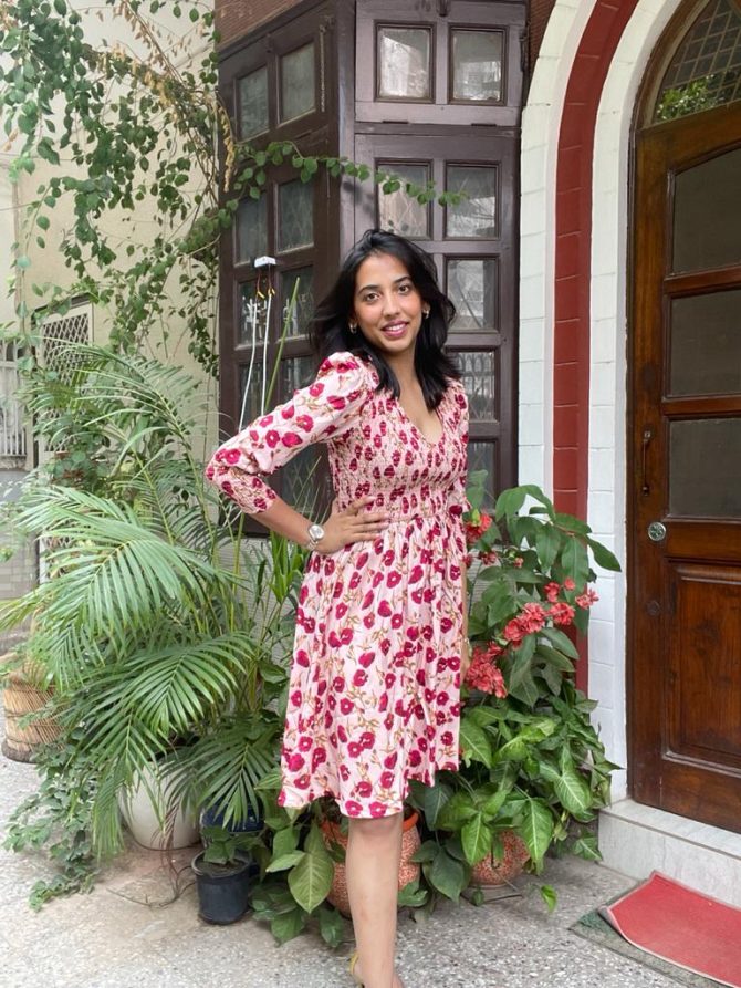 Pink Floral Smocked Dress