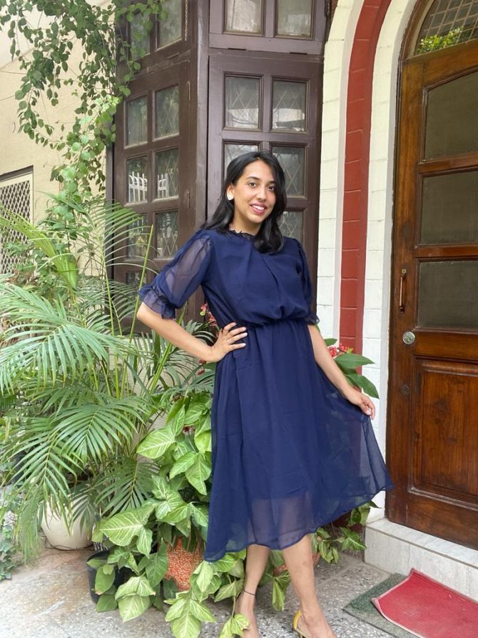 Navy Georgette Dress