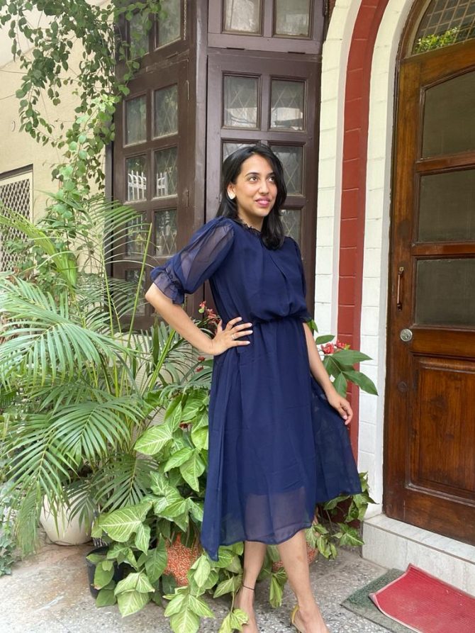 Navy Georgette Dress