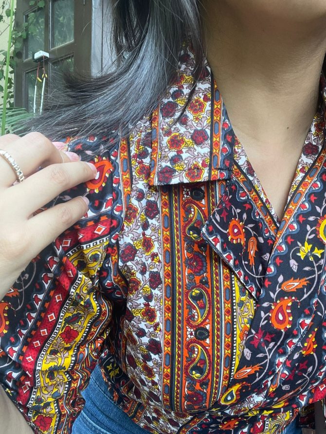 Yellow Printed Knot Wrap Top