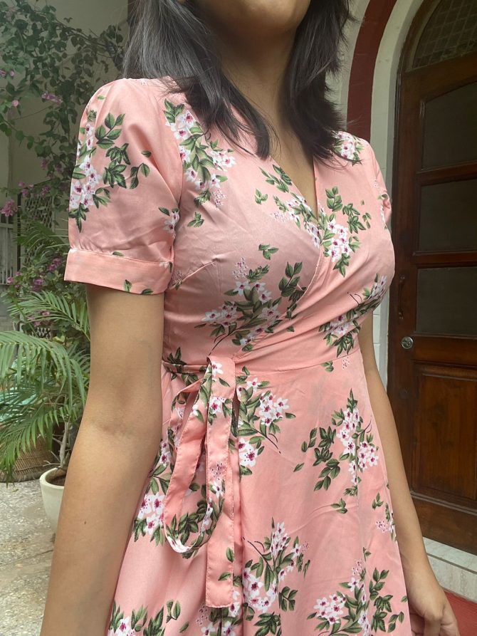 Peach Wrap Dress
