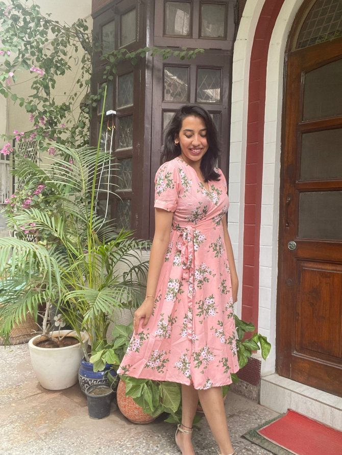 Peach Wrap Dress