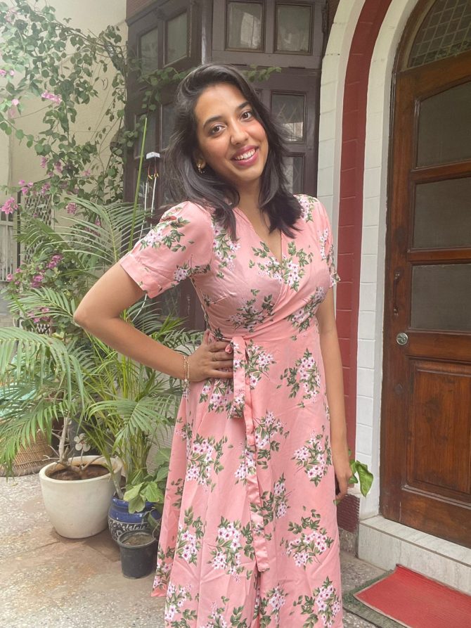 Peach Wrap Dress