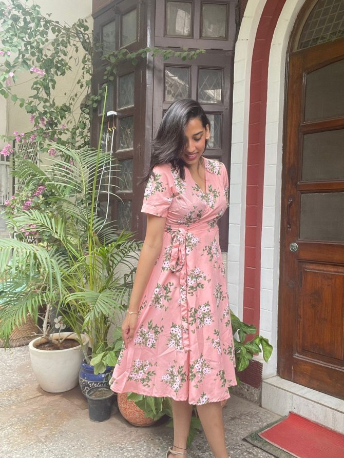 Peach Wrap Dress