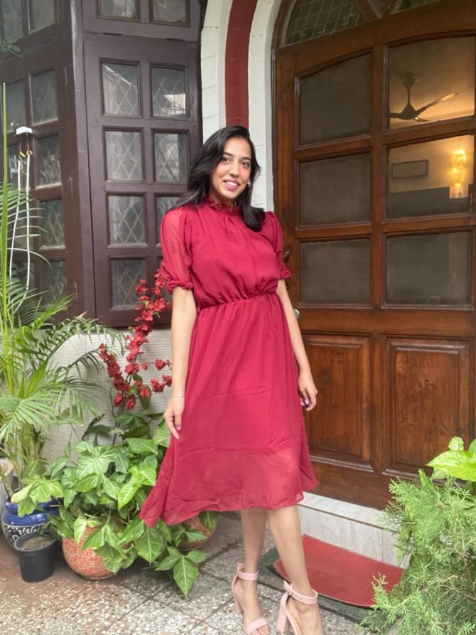 Maroon Georgette Dress