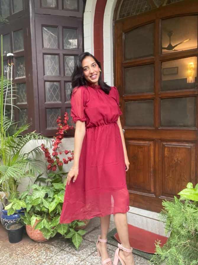 Maroon Georgette Dress