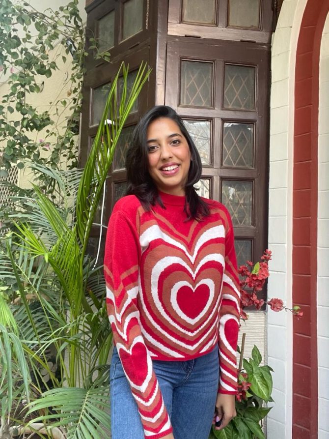I heart you Sweater- Red (Free Size)