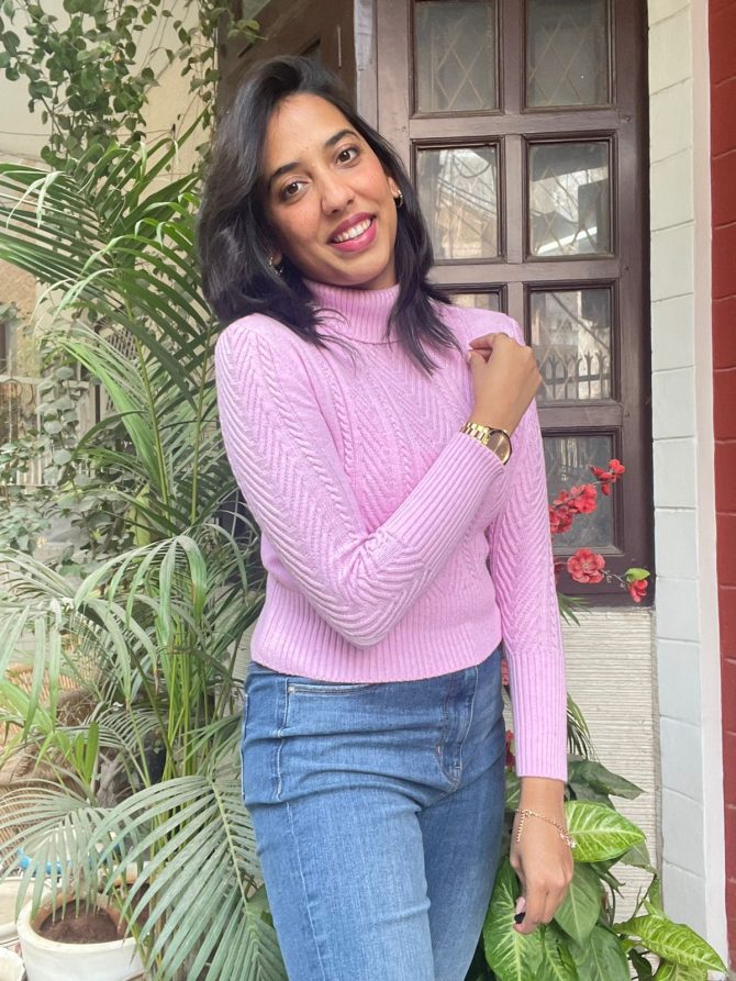 Lilac Knit Turtleneck (Free Size)