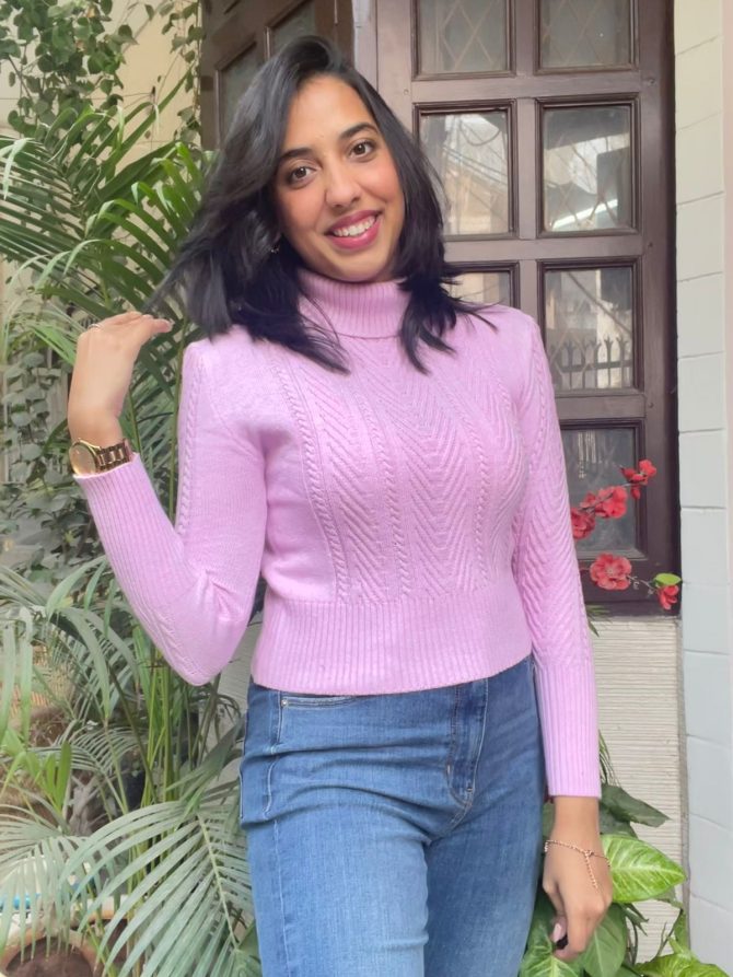 Lilac Knit Turtleneck (Free Size)