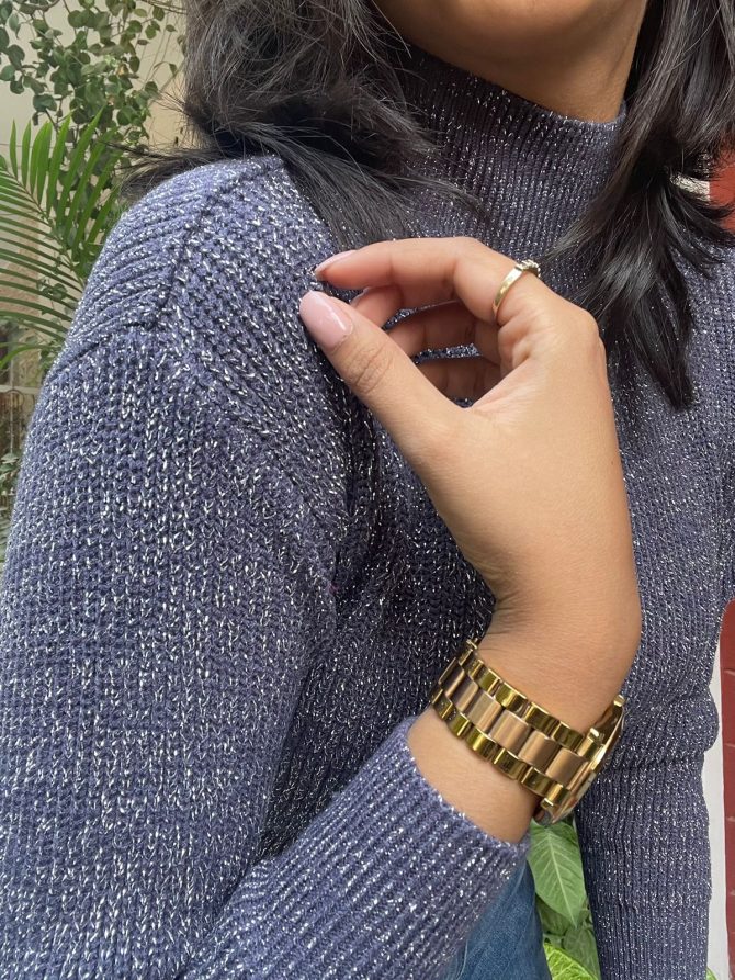 Blue Shimmer Sweater (Free Size)