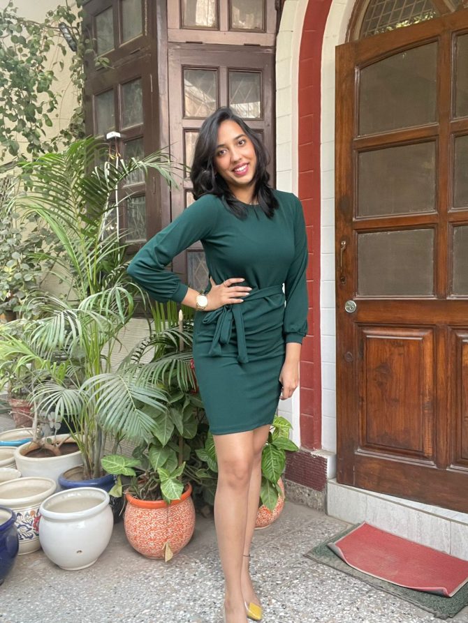 Deep Green Tie Up Dress