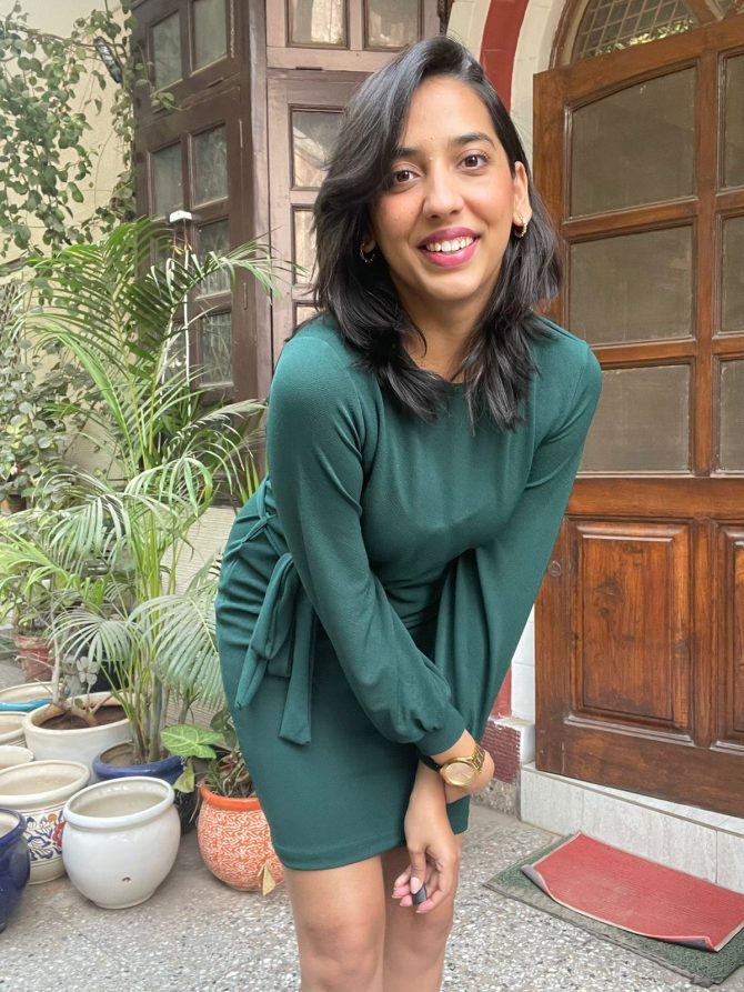 Deep Green Tie Up Dress