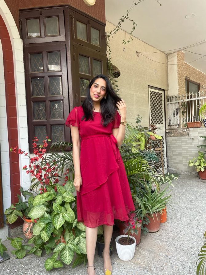 Maroon Georgette Dress
