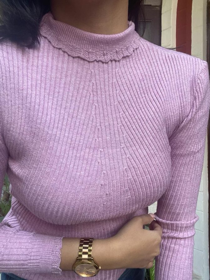 Lilac Ruffle Turtleneck