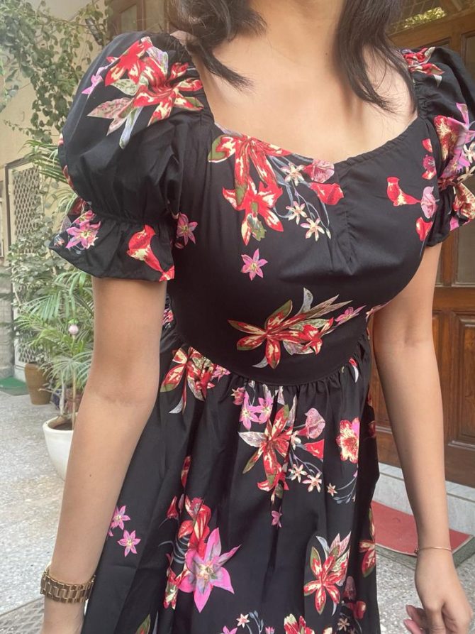 Floral Puffed Maxi Dress