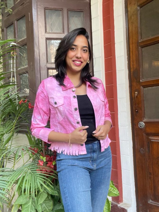 Tie-Dye Denim Jacket- Pink