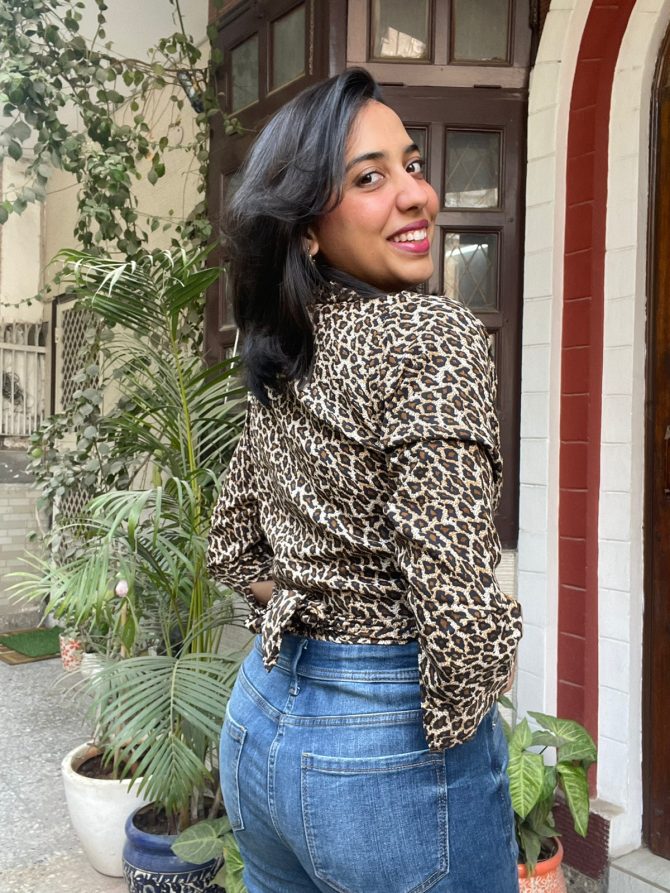 Animal Printed Wrap Top
