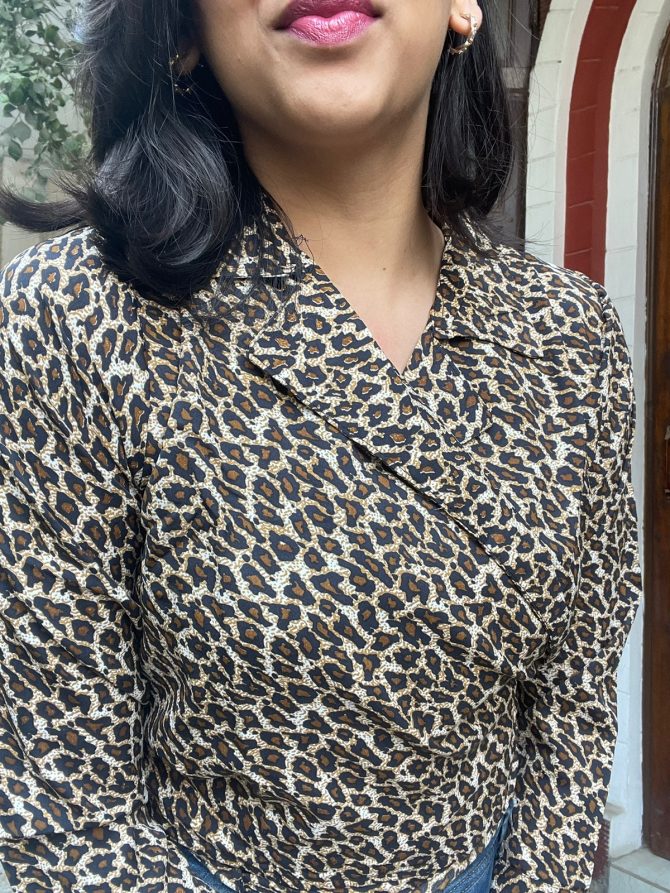 Animal Printed Wrap Top