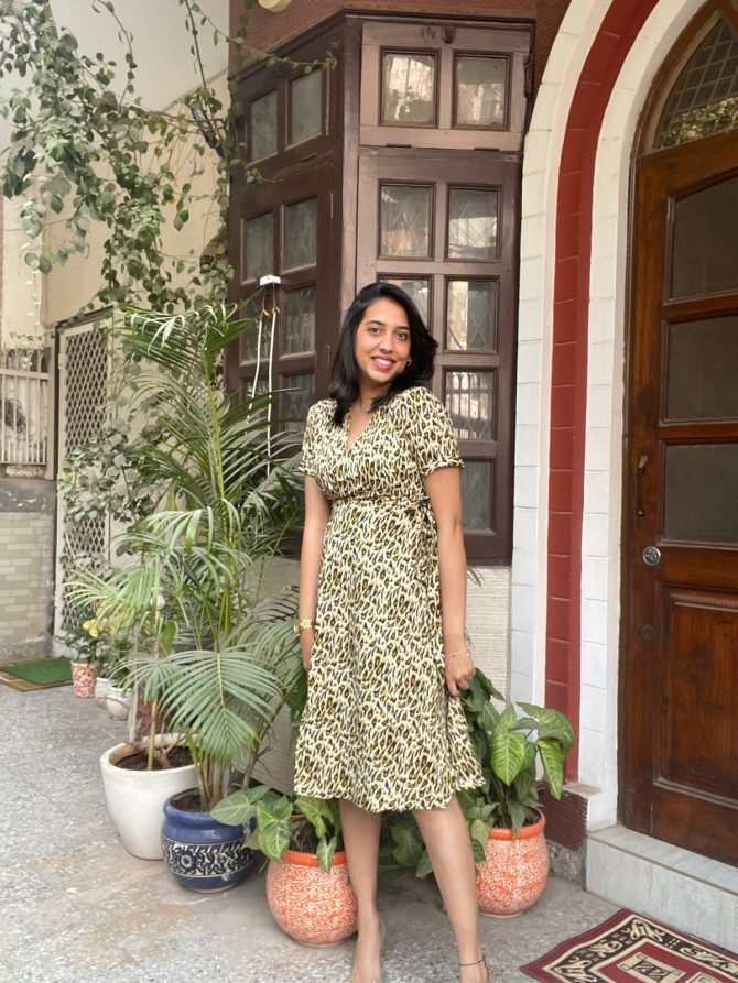 Animal Printed Wrap Dress