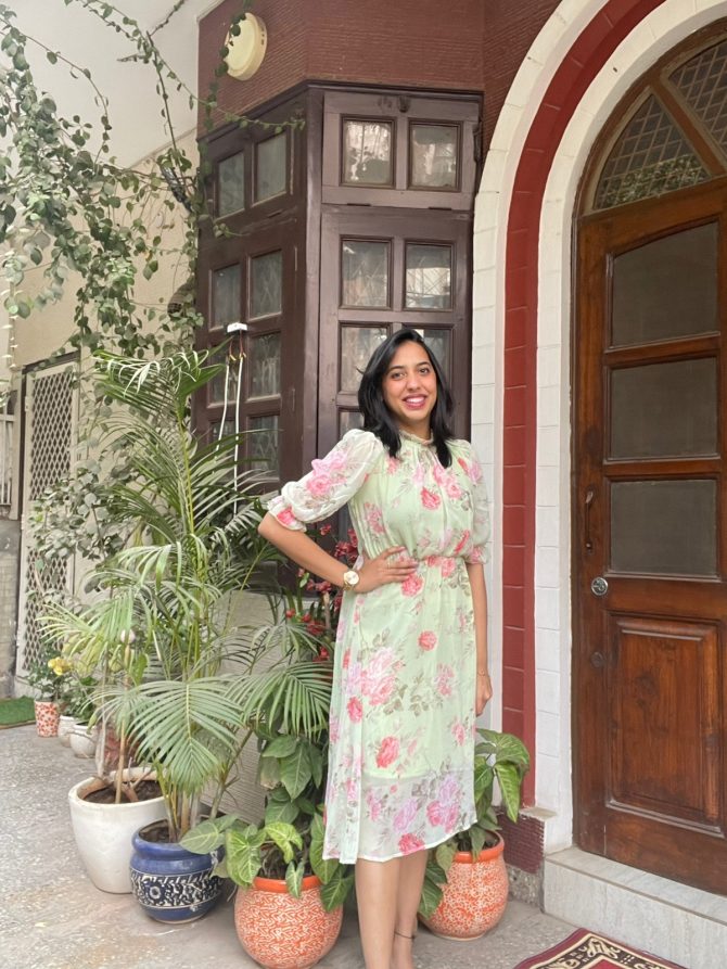 Floral Georgette Dress- Green