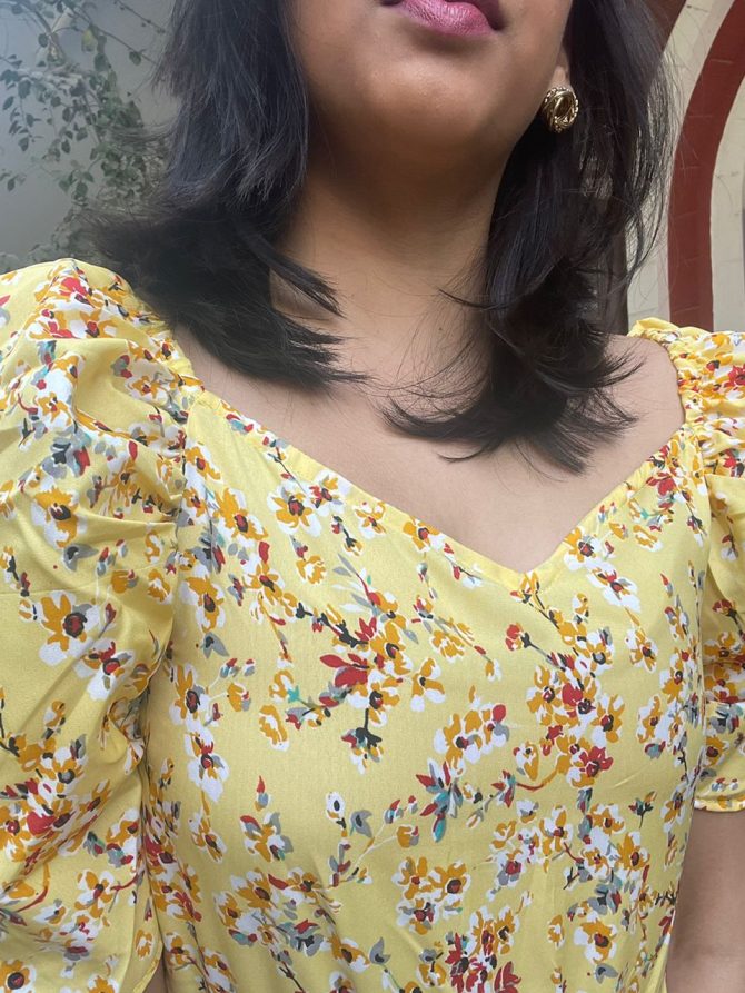 Yellow Floral Puffed Top- Limited Edition