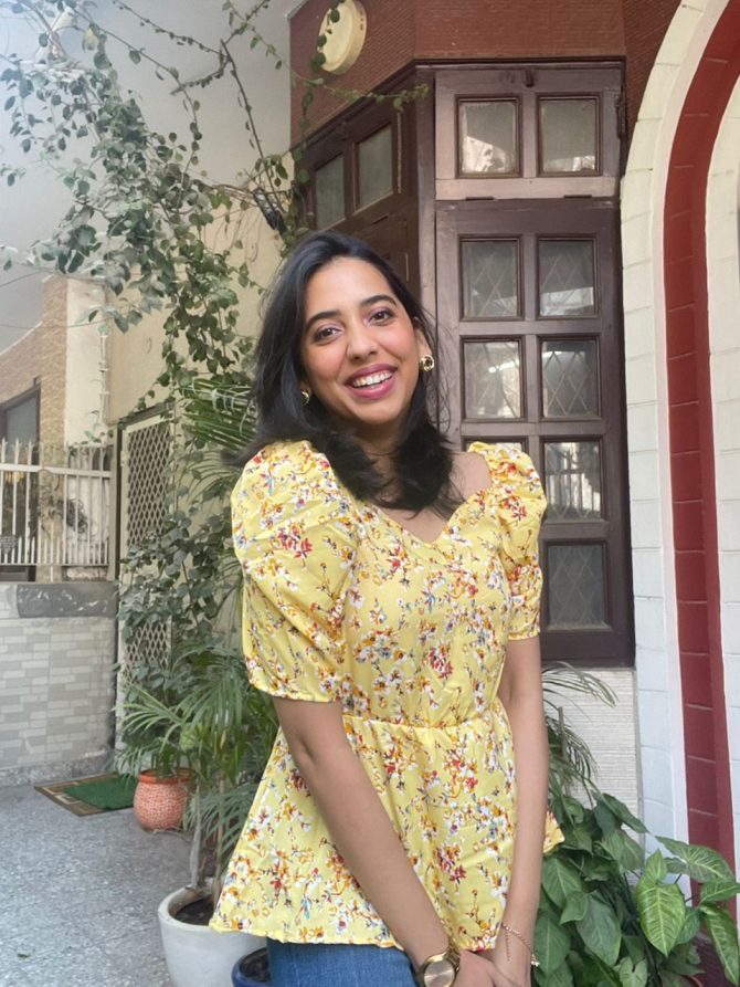 Yellow Floral Puffed Top- Limited Edition