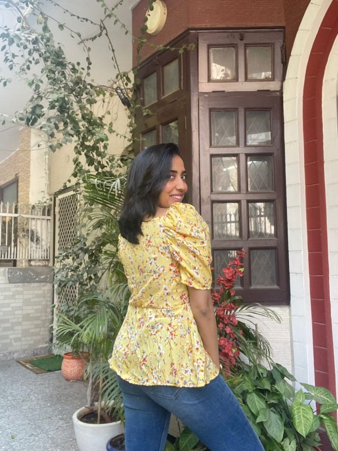Yellow Floral Puffed Top- Limited Edition