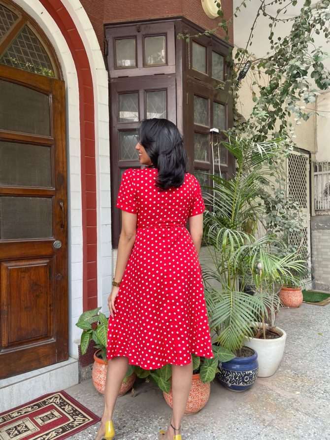 Red Polka Wrap Dress