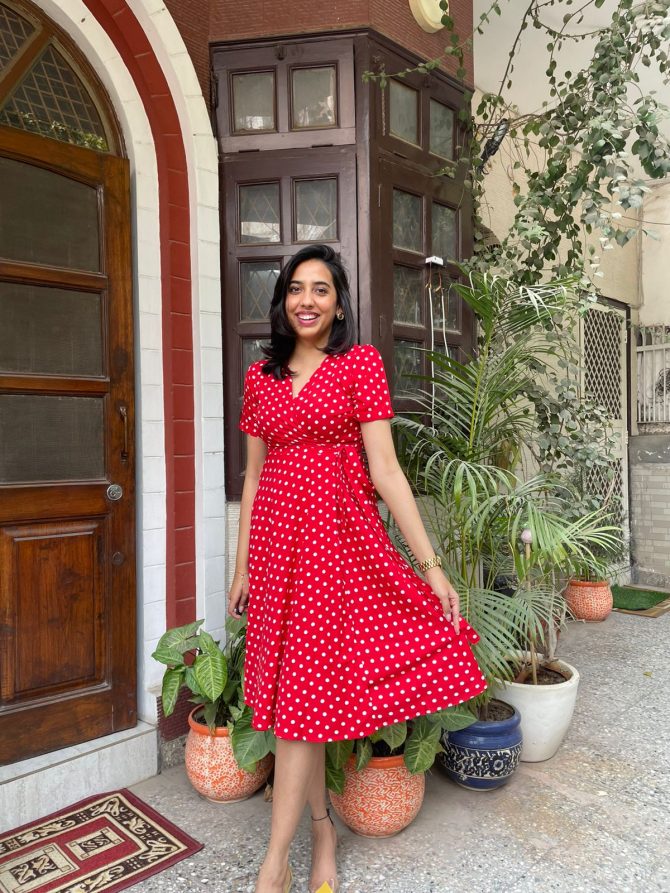 Red Polka Wrap Dress