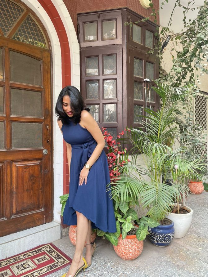 Navy High Low dress