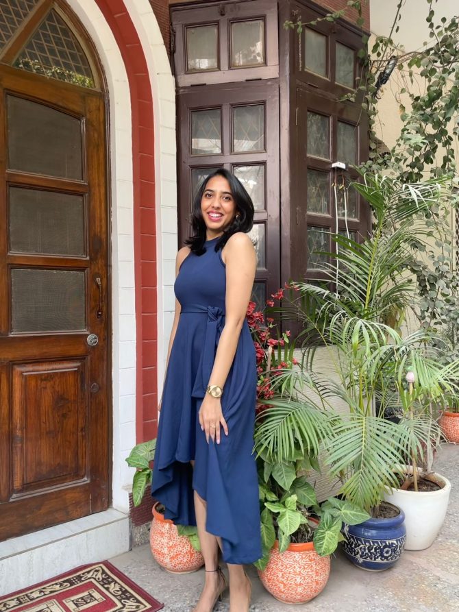 Navy High Low dress