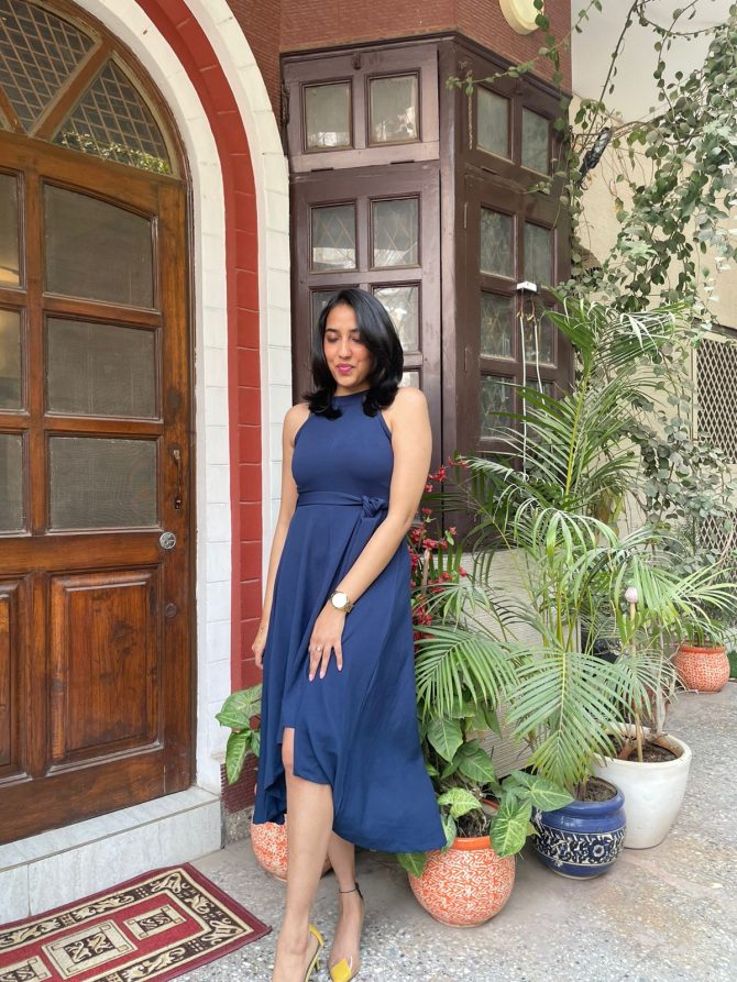 Navy High Low dress