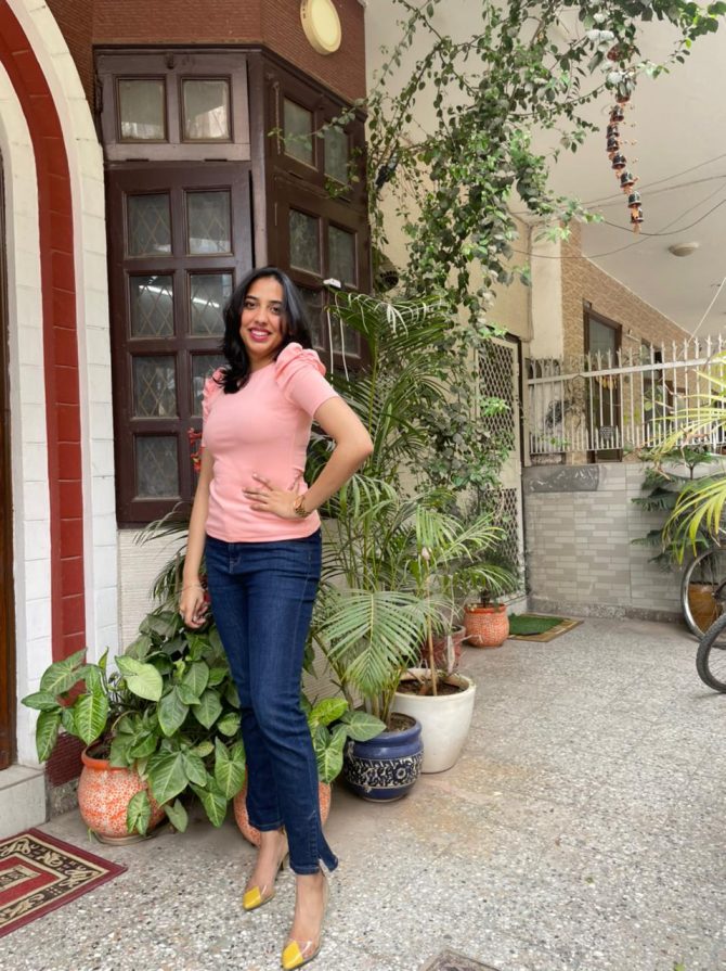 Peach Puffed Sleeve Top
