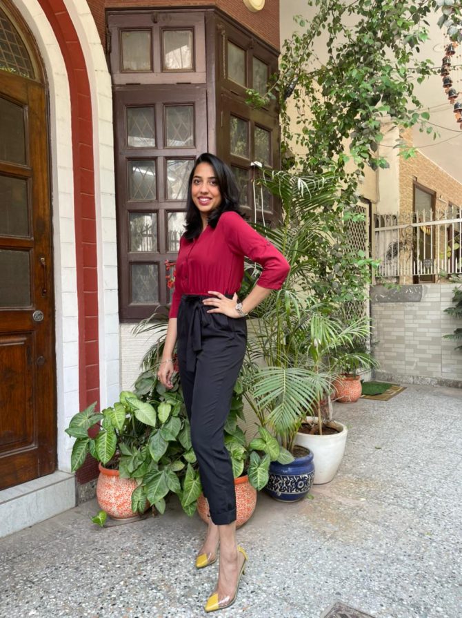 Maroon Shirt & Trousers Jumpsuit