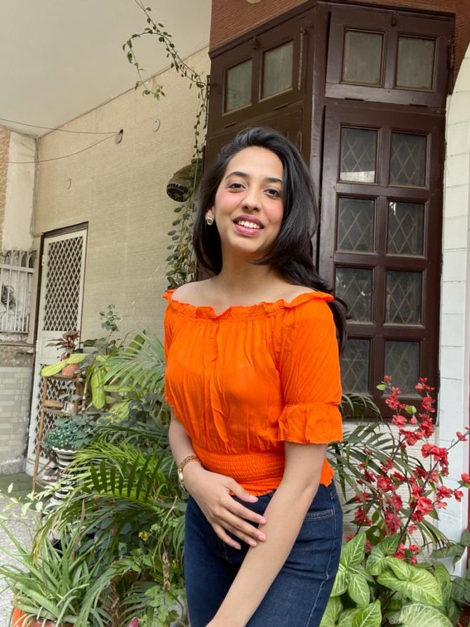 Off Shoulder Smocked Top- Orange