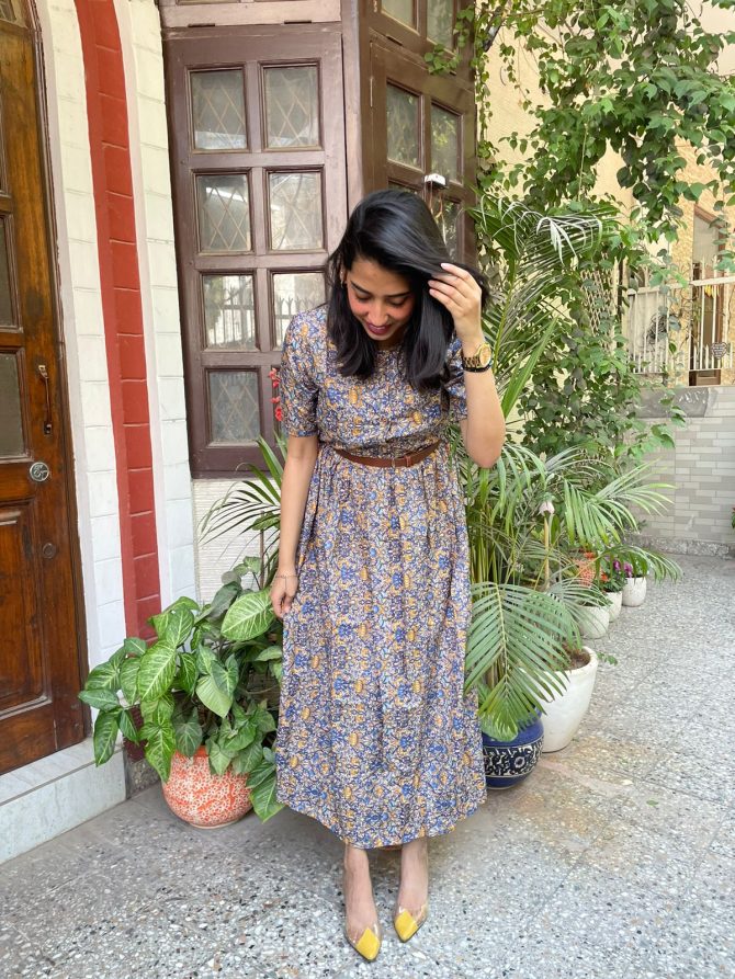 Floral Dress with Belt