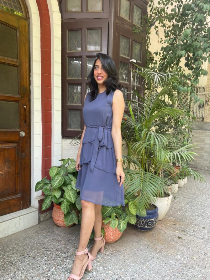 Success Georgette Dress- Blueish Grey