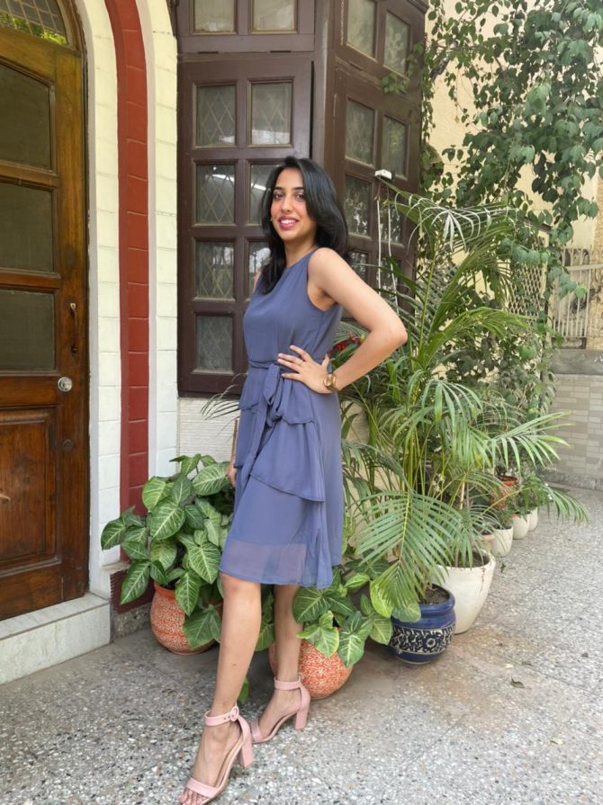 Success Georgette Dress- Blueish Grey