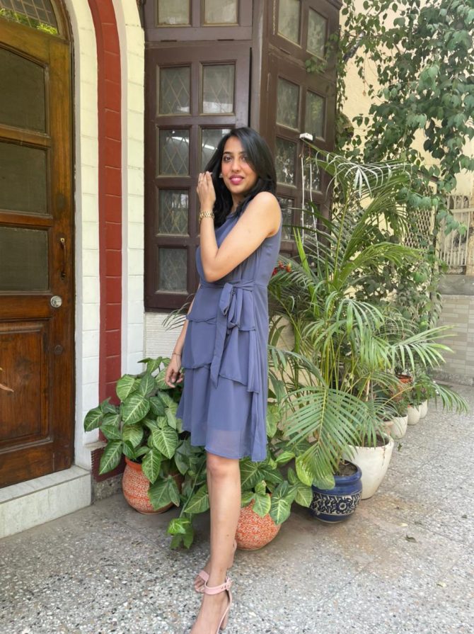 Success Georgette Dress- Blueish Grey