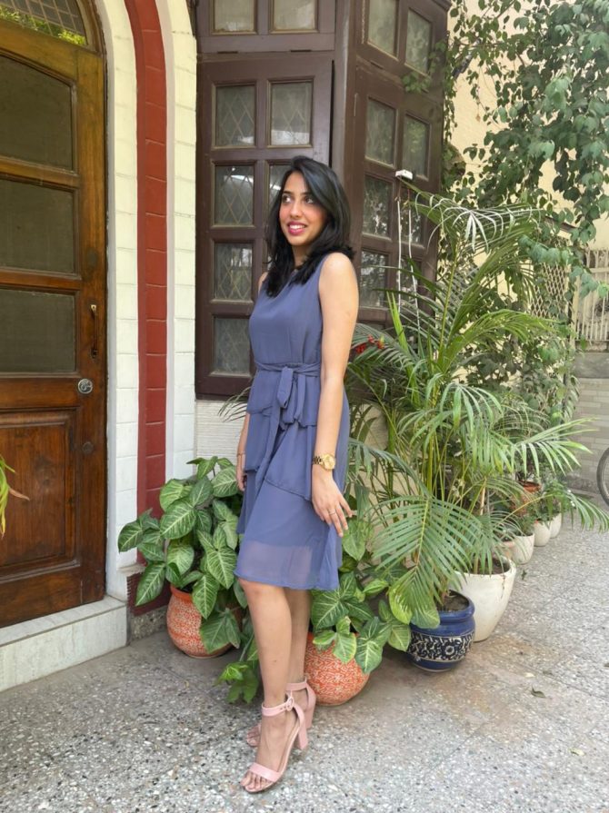 Success Georgette Dress- Blueish Grey
