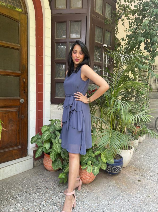 Success Georgette Dress- Blueish Grey